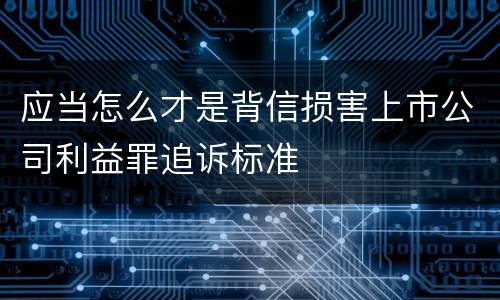 应当怎么才是背信损害上市公司利益罪追诉标准