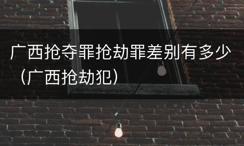 广西抢夺罪抢劫罪差别有多少(广西抢劫犯)