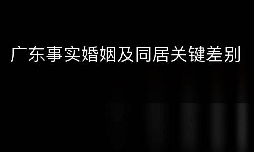 广东事实婚姻及同居关键差别