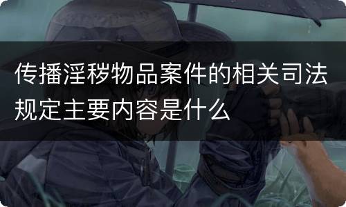 传播淫秽物品案件的相关司法规定主要内容是什么