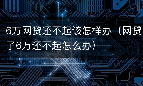 6万网贷还不起该怎样办（网贷了6万还不起怎么办）
