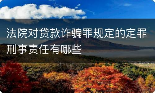 法院对贷款诈骗罪规定的定罪刑事责任有哪些