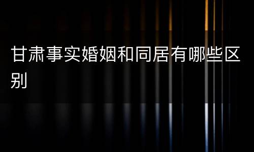 甘肃事实婚姻和同居有哪些区别
