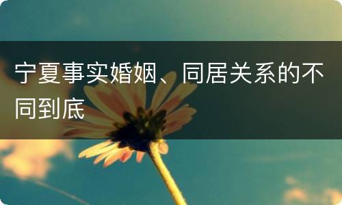 宁夏事实婚姻、同居关系的不同到底