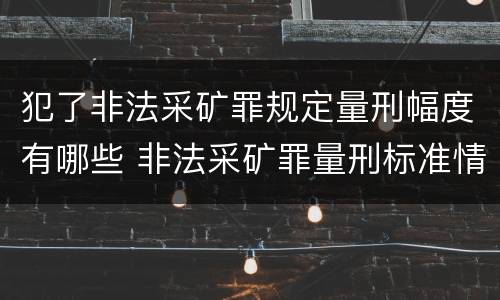 犯了非法采矿罪规定量刑幅度有哪些 非法采矿罪量刑标准情节特别严重