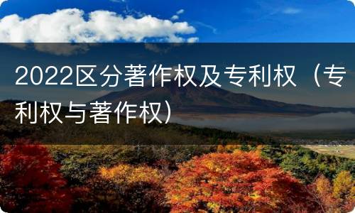2022区分著作权及专利权（专利权与著作权）