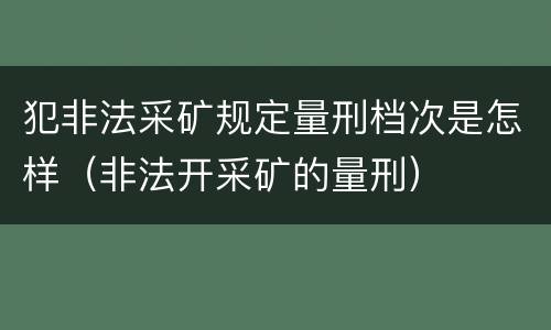 犯非法采矿规定量刑档次是怎样（非法开采矿的量刑）