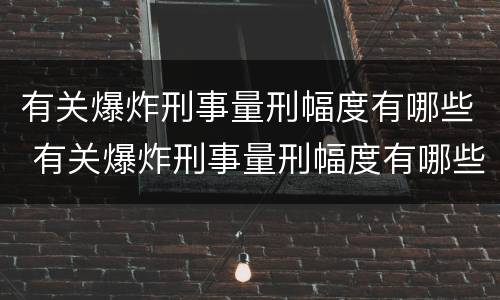有关爆炸刑事量刑幅度有哪些 有关爆炸刑事量刑幅度有哪些规定
