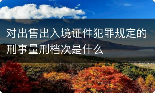 对出售出入境证件犯罪规定的刑事量刑档次是什么