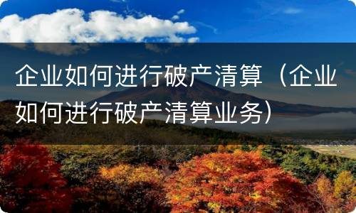 企业如何进行破产清算（企业如何进行破产清算业务）