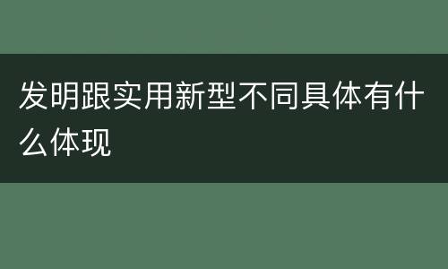 发明跟实用新型不同具体有什么体现