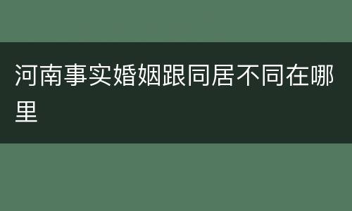 河南事实婚姻跟同居不同在哪里