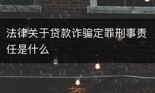 法律关于贷款诈骗定罪刑事责任是什么