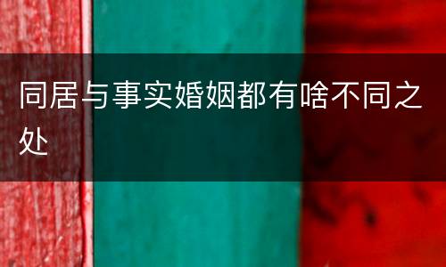 同居与事实婚姻都有啥不同之处