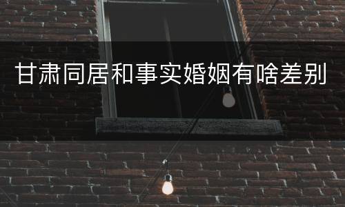 甘肃同居和事实婚姻有啥差别