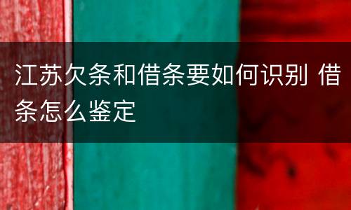 江苏欠条和借条要如何识别 借条怎么鉴定