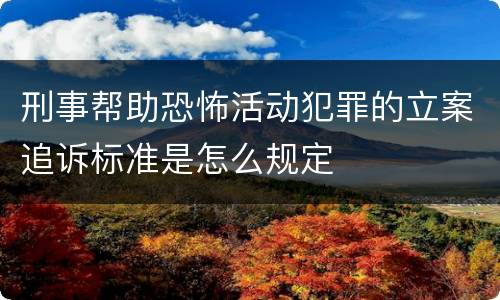刑事帮助恐怖活动犯罪的立案追诉标准是怎么规定