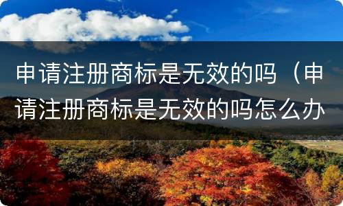 申请注册商标是无效的吗（申请注册商标是无效的吗怎么办）