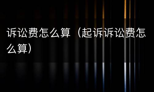 诉讼费怎么算（起诉诉讼费怎么算）