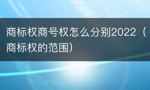 商标权商号权怎么分别2022（商标权的范围）