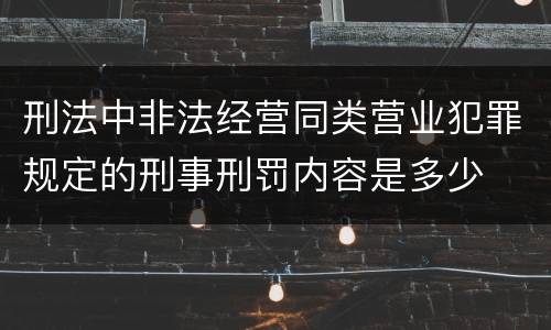 刑法中非法经营同类营业犯罪规定的刑事刑罚内容是多少