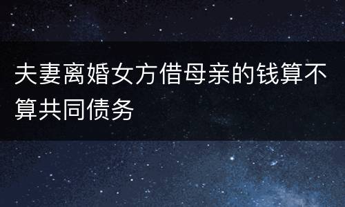 夫妻离婚女方借母亲的钱算不算共同债务