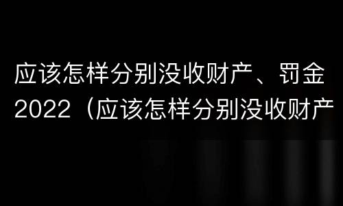 应该怎样分别没收财产、罚金2022（应该怎样分别没收财产,罚金2022年8月）