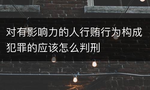 对有影响力的人行贿行为构成犯罪的应该怎么判刑