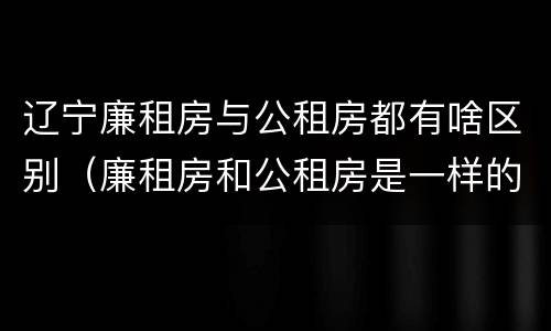 辽宁廉租房与公租房都有啥区别（廉租房和公租房是一样的吗）