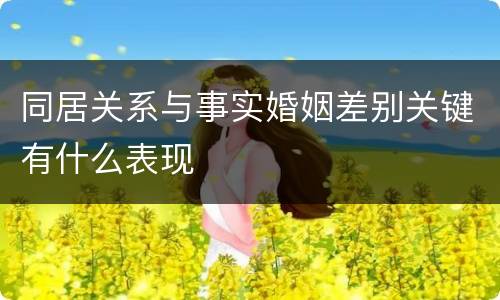 同居关系与事实婚姻差别关键有什么表现