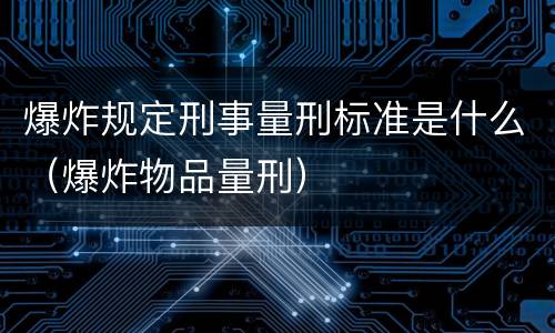 爆炸规定刑事量刑标准是什么（爆炸物品量刑）
