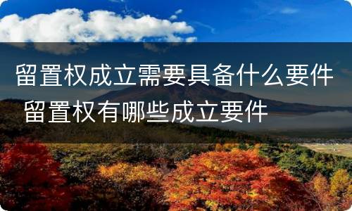 留置权成立需要具备什么要件 留置权有哪些成立要件