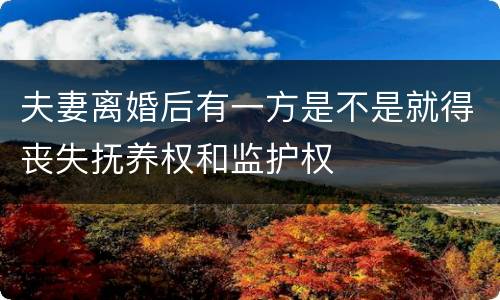 夫妻离婚后有一方是不是就得丧失抚养权和监护权