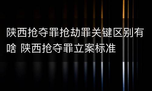 陕西抢夺罪抢劫罪关键区别有啥 陕西抢夺罪立案标准