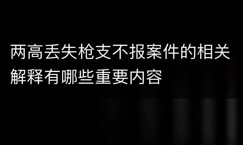 两高丢失枪支不报案件的相关解释有哪些重要内容