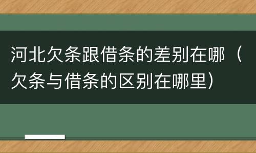 河北欠条跟借条的差别在哪（欠条与借条的区别在哪里）