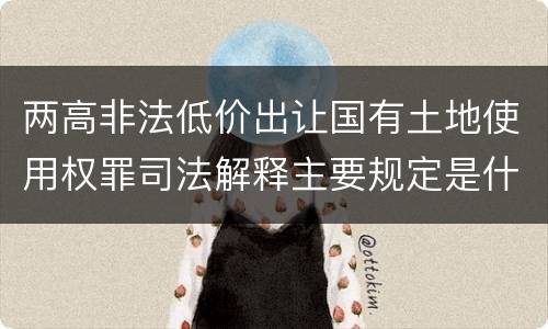 两高非法低价出让国有土地使用权罪司法解释主要规定是什么