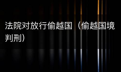 法院对放行偷越国（偷越国境判刑）