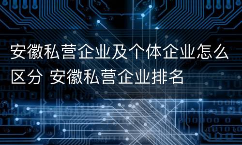 安徽私营企业及个体企业怎么区分 安徽私营企业排名