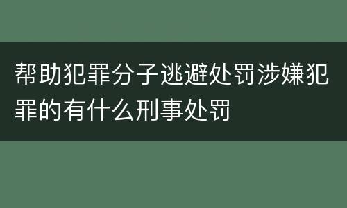 帮助犯罪分子逃避处罚涉嫌犯罪的有什么刑事处罚