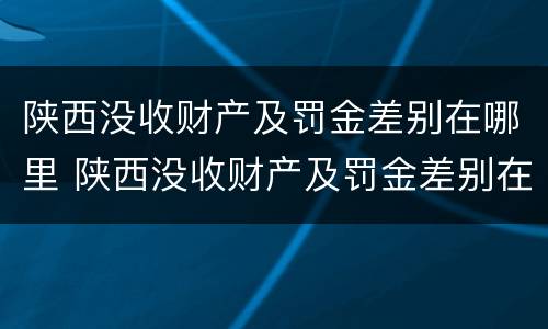 陕西没收财产及罚金差别在哪里 陕西没收财产及罚金差别在哪里查