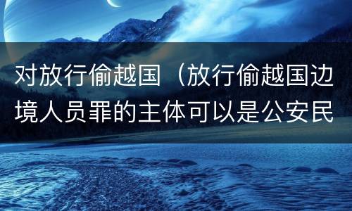 对放行偷越国（放行偷越国边境人员罪的主体可以是公安民警吗）