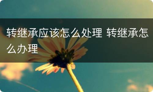转继承应该怎么处理 转继承怎么办理