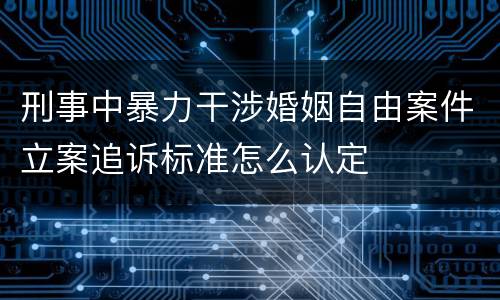刑事中暴力干涉婚姻自由案件立案追诉标准怎么认定