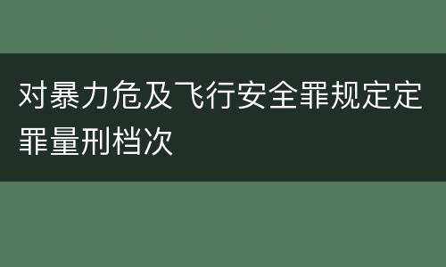 对暴力危及飞行安全罪规定定罪量刑档次