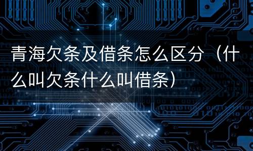 青海欠条及借条怎么区分（什么叫欠条什么叫借条）
