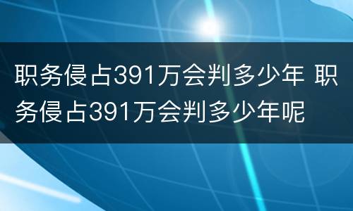 职务侵占391万会判多少年 职务侵占391万会判多少年呢
