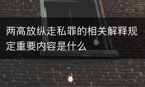 两高放纵走私罪的相关解释规定重要内容是什么