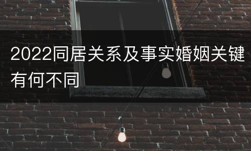 2022同居关系及事实婚姻关键有何不同