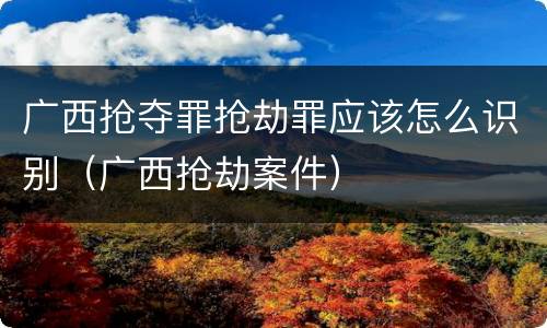 广西抢夺罪抢劫罪应该怎么识别（广西抢劫案件）